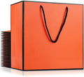 EUSOAR Birthday Gift Bag, 25pcs 12.5"x4.5"x11" Orange Paper Bags with Cloth Handles Bulk, Gift Wrap Treat Thank You Shopping Wrapping Bags for Wedding Baby Shower Birthday Party Favor by EUSOAR