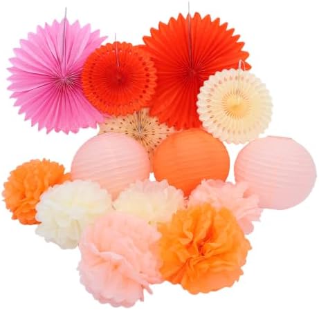 JOINPAYA 1set Fall Party Decoration with Pom Poms Flower Paper Fan Lantern by Unknown