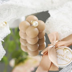 ACITHGL 30 Sets Small Bubble Candle Wedding Candles Favors for Guests Bulk Bridal Shower Favors Candles with Stylish Ribbons Thank You Cards Gifts (Tan) - Image 4