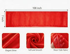 50 Pack Organza Red Chair Sashes Bows for Wedding Decorations 7x108 inches Crystal Yarn Sheer Chair Ties for Party Banquet Hotel Restaurant - Image 2