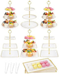 13 Pcs Dessert Display Set, 6 3-Tier Cupcake Stands, 4 Trays & 3 Tongs by Lzerking