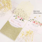 50pcs Gold Glitter Wedding Invitation, Laser Cut Invitation Sleeves & Cards - Image 2