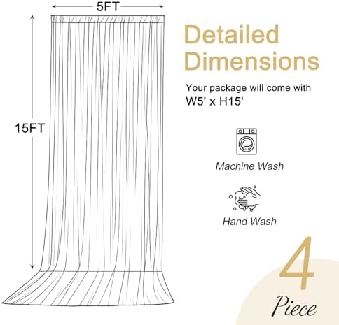 20x15ft Burgundy Backdrop Curtains for Parties Wrinkle Free Fabric Backdrop Curtain Birthday Photo Drapes Backdrop for Wedding Baby Shower Bridal Shower Photography Back Drop 4 Panels 5x15FT - Image 6