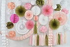 Eco Friendly Paper Party Decoration Set - 45 Pieces, Golden Blush - Plastic-Free FSC Sustainable Recyclable Reusable Pack - Image 2