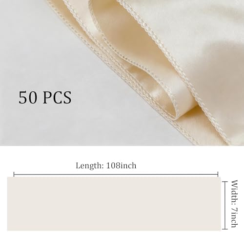 Satin Chair Sashes Bows 50 Pack Universal Polyester Chair Ribbons for Wedding Anniversary Retirement Party Birthday Engagement Banquet Graduation Outdoor Events Decor (Ivory, 50 pcs) - Image 3