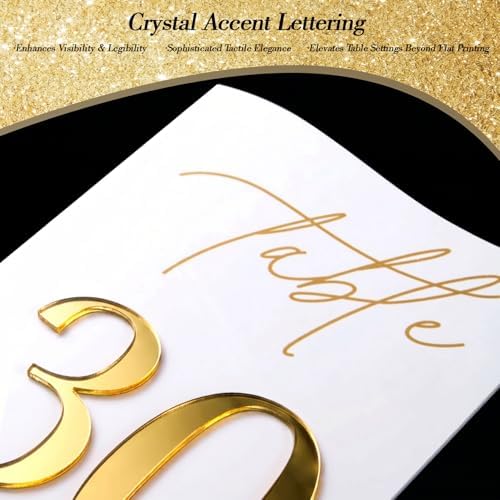 Gold Mirrored Acrylic Wedding Table Numbers 1-30 Set, Self-Standing Modern Arched Signs for Reception Seating, Anniversary & Bridal Shower, Elegant Wedding Decor (5x7 Inches) - Image 5