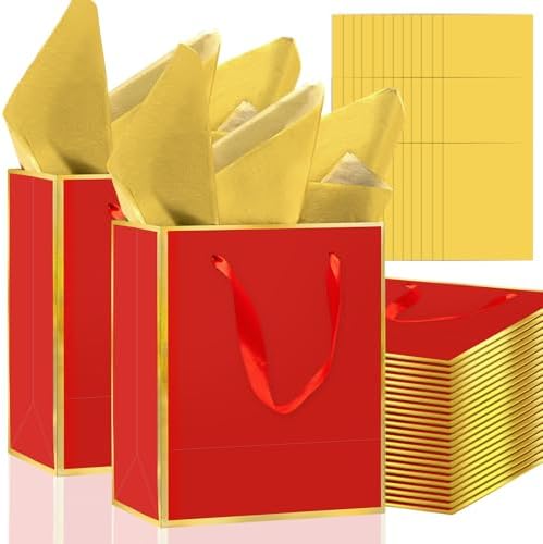 Epoesch 36 Pack Gift Bags with Handles & 36 Tissue Papers – 8x5x10 Inches by Unknown