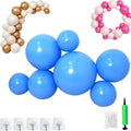Reusable Inflatable Balloon Garland Arch Kit, 3/7 PCS Linked Pvc Balloons with Elastic Bands & Leak-proof Nozzle, Party Decoration for Birthdays, Weddings & Valentine's Day (7 Balls,Blue) by Unknown