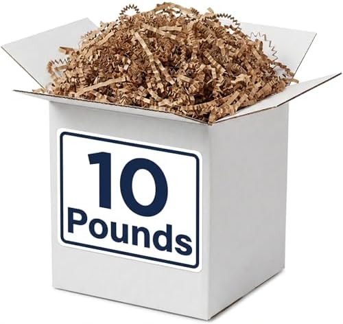 BOX USA Kraft Crinkle Paper Filler (10lb) - Shredded Paper for Basket Stuffing, Shipping, Packaging, Confetti, Crafts & Holidays - Crinkle Cut by BOXUSA