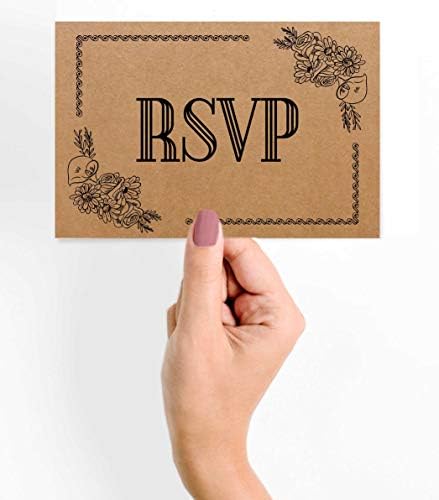 50 Blank RSVP Cards,RSVP Postcards No Envelopes Needed,Kraft Print Response Card,RSVP for Wedding,Baby Shower,Bridal Shower - Image 2