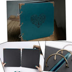 Photo Album DIY Scrapbook - 12x12 inch 50 Pages Vintage Leather Cover Three-Ring Binder Love Picture Booth Albums with 408pcs Self Adhesive Photos Corners for Memory Keep, Heart (Jasper Green) - Image 2