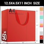 EUSOAR Large Gift Bags, 50 Pack 12.5x4.5x11 inches Red Birthday Gift Bags with Handles, Paper Bags Shopping Bags for Business Craft Grocery Boutique Party Favor Wedding - Image 2