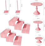 Pink 11Pcs Metal Dessert Display Set Round Cake Stand Riser Platter - Image 6