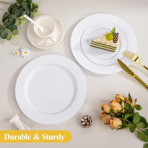 Goodluck 200PCS White Plastic Plates, Heavy Duty Disposable Plates - Image 4