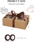 COTOPHER 30Pcs Cookie Boxes with Ribbons, 9x6x3 Inch Brown Bakery Boxes - Image 3