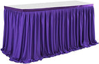 17ft Purple Table Skirt for Rectangle Tables Polyester Table Skirt Desk Skirts Ruffle Table Skirt Cloth for Birthday Party Banquet Purple Theme Party Wedding Bridal Shower Table Skirts - Image 4