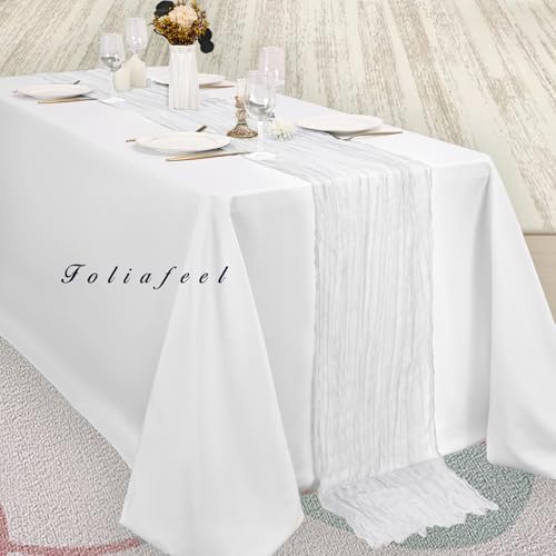 10FT 20 Pack White Cheesecloth Table Runner 20 x 120 Inch Long Rustic Gauze Cheese Cloth Table Runner for Wedding Bridal Baby Shower Table Decorations Boho Fabric Sheer Birthday Party Table Decor - Image 4