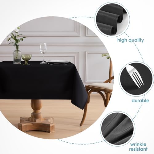 VidaFete Classic Series 6 Pack 52 * 52inch Black Square Tablecloth - Image 3