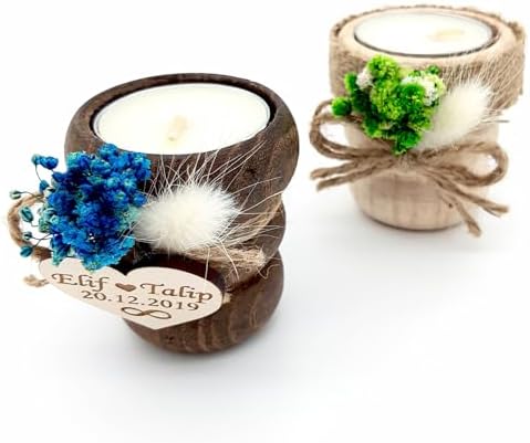 Giveaways for Guest with Wooden Tealight Candle Holders, Baby Shower Party Decor, Natural Wood Holders, Bridal Shower Wedding Favors, (10,20,30,50,100,150 Options Available in Customize Section) by GiftUp