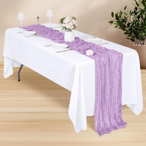 14 Pack Lavender Cheesecloth Table Runner 17x108 Inch Semi Sheer Boho Gauze Cheese Cloth Fabric Table Runners, for Wedding Party Baby Shower Birthday Home Decor Garden Farmhouse - Image 3