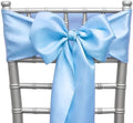 Pack of 50 Satin Baby Blue Chair Sashes Bows 7 X 108 Inch Universal Gold Chair Ribbons for Wedding Ceremony Party Banquet Event Chair Decorations - Baby Blue Chair Sashes 50 Pack by ZSJFMF