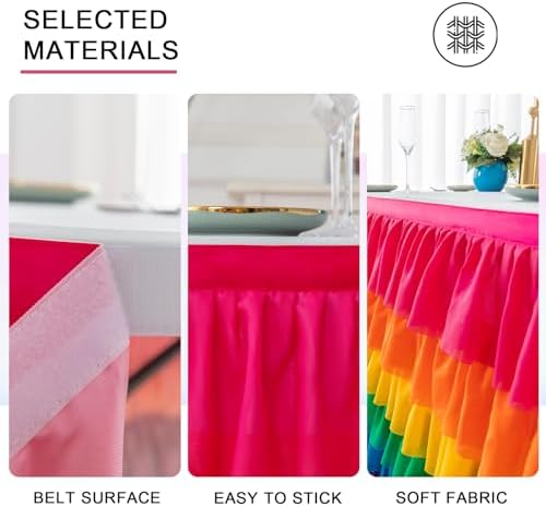 14ft Table Skirt Rainbow Tablecloth Unicorn Tutu Table Skirt for Rectangular Table Birthday Party Decoration - Image 3