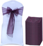MDS Pack of 150 Organza Chair Sashes for Wedding & Event Décor – Plum by MDS