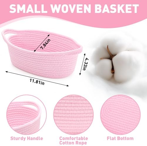 Actmuen Small Woven Gift Baskets, 12 Pack Pink Rope Baskets with Gift Bags - Image 3