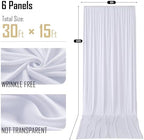 gogoparti 30x15 ft White Backdrop Curtain for Weddings & Parties - 6-Panel Wrinkle-Free Polyester Drape, 15 FT Long for Birthday, Baby Shower, Halloween Photography Background - Image 3