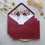 50PCS A7 Burgundy Envelopes, 5.3×7.6" Floral Liner Envelopes - Image 6