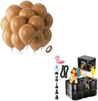 Bezente Brown Balloons Latex Party Balloons - 100 Pack 12 inch Round Helium Boho Neutral Coffee Dark Brown Balloons and Electric Balloon Pump Multiple by Bezente