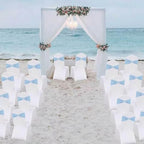 Spandex Baby Blue Chair Sashes Bows 50 PCS Stretch Chair Cover Band - Image 6