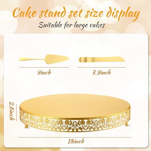 Wenqik 18 Inch Gold Cake Stand Set Metal Round cake Dessert Stand, Wedding - Image 2