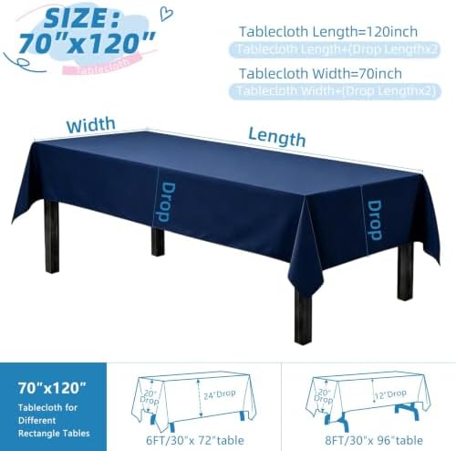 DRESSMAKER 10 Pack Blue Table Cloth Rectangle 60X102 Inch Fit 6FT Table - Image 3