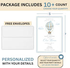 Personalized Baby Shower Invitations with Optional Books for Baby Insert | Vintage Hot Air Balloon Baby Shower Invite | Custom Printed Invitation - Image 3