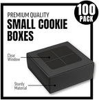 100 pcs Black Mini Cookie Boxes for 4 treats with Window and Dividers, Bakery Boxes, 6 x 6 x 2.4 Inches SMALL Baking Boxes, Square Cookies Box Decorating Supplies for Gift Giving - Image 3