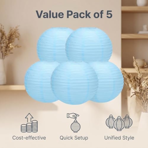Balagan Chinese Japanese Paper Lanterns 16-Inch 5 Packs (Sky Blue, 16 inch) (BLG-220503) - Image 7