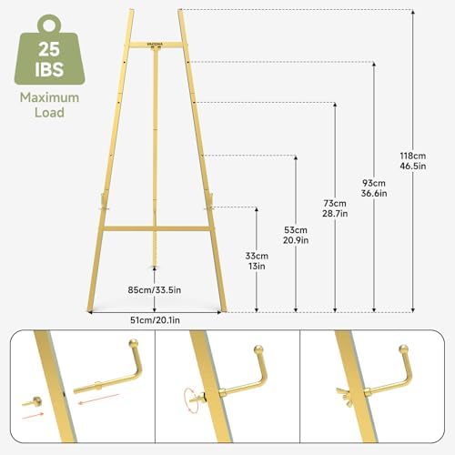 Gold Easel Stand for Sign, 47" Heavy Duty Metal Display Easel - Image 6