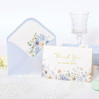 Crisky Blue Floral Wedding Thank You Cards with Envelopes & Stickers From Mr & Mrs, 100 Pack Gold Foil Eucalyptus Leaves Thank You Greeting Note Cards Bulk for Bridal Shower - Image 5