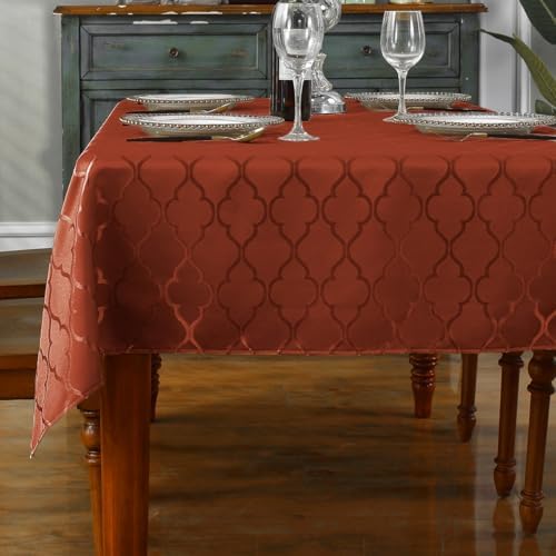 SASTYBALE Rectangle Jacquard Tablecloth, Rust Red/Burnt Orange, 60"x102" by SASTYBALE