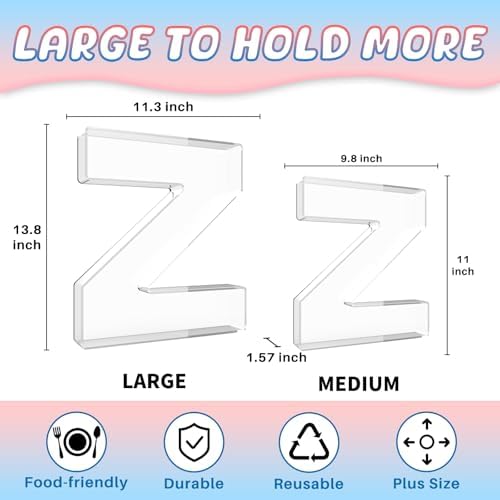 13.8" Extra Large Acrylic Letter Charcuterie Board Box, Reusable Fillable Letter Cake Candy Dish Display Serving Tray for Birthday Anniversary Party Decoration (Z) - Image 2