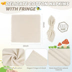 Showgeous 30 Pack Natural Cloth Napkins with Fringe, 16x16 inch 100% Cotton - Image 2
