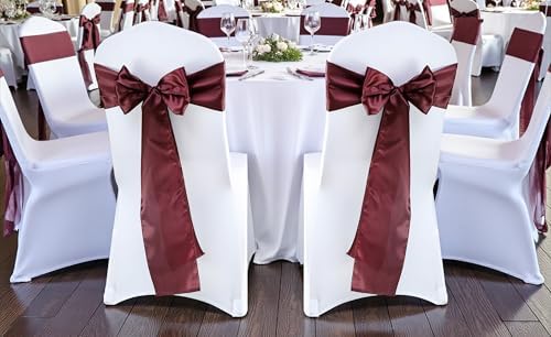 MDS® Pack of 125 Satin Chair Sashes for Wedding & Events – Burgundy - Image 2