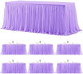 6 Pack Lavender Tablecloths for 8 Foot Rectangle Tables Tulle Tablecloth Light Purple Table Cloth Rectangle 8ft Spandex Lilac Table Cover for Baby Shower Birthday Party Wedding Banquet Table Skirt by HBBMAGIC