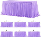6 Pack Lavender Tablecloths for 8 Foot Rectangle Tables Tulle Tablecloth Light Purple Table Cloth Rectangle 8ft Spandex Lilac Table Cover for Baby Shower Birthday Party Wedding Banquet Table Skirt by HBBMAGIC