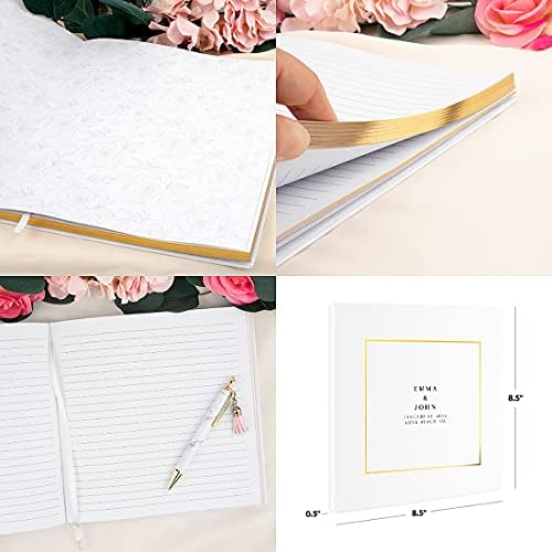 Andaz Press Personalized Wedding Guestbook with Gold Accents, Gold Square Frame White Guest Sign in Guest Registry 120 Pages 8.5 X 8.5 Memories Book for DIY, Scrapbook, Photo Album - Image 5