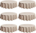 Fitable 6 Pack Nature Linen Round Tablecloths 90 Inch for 36"-72" Tables by Fitable