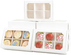 Zealax Bakery Boxes with Window and Dividers Cookie Packaging Small Treats for Gift Giving, Macaron Treat Boxes for Mini Cupcakes, Chocolate Covered Strawberries, White, 30 Pack, 9x6x2.5 Inch by Zealax
