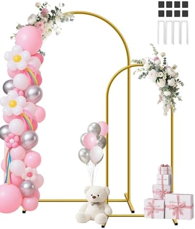 HEMMOTOP Metal Arch Backdrop Stand Set, Gold, 7.2ft and 6ft, 2-Pack by Hemmotop