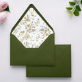 PONATIA A7 Euro Flap Gold Foil Liner Envelopes, Olive Green 5x7 Envelopes by ponatia